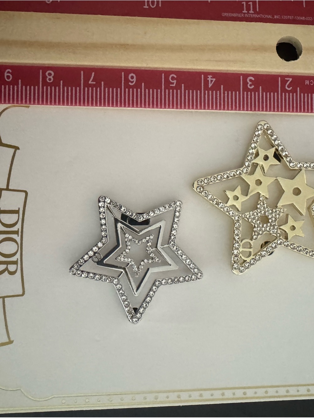 Dior Star Rhinestone Hair Clips - Silver & Gold Accents - Picture 7 of 8